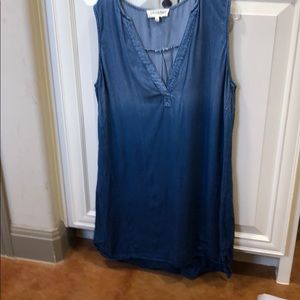 en creme chambray denim dress- ombré- size L